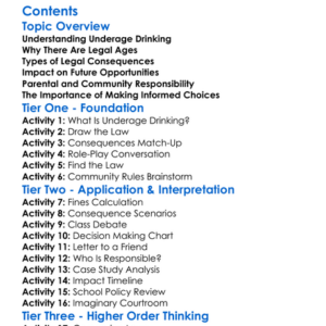 Legal Consequences Of Underage Drinking Worksheet Activity Booklet