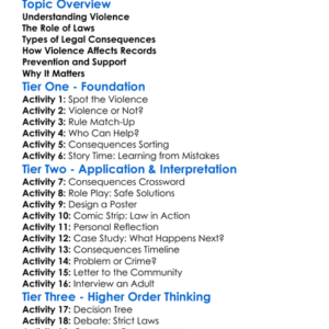 Legal Consequences Of Violence Worksheet Activity Booklet