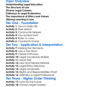 Legal Education And Careers Worksheet Activity Booklet