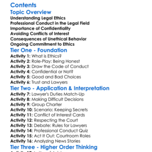 Legal Ethics And Professional Conduct Worksheet Activity Booklet