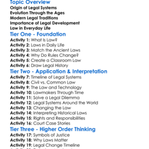 Legal History And Development Worksheet Activity Booklet