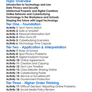 Legal Impact Of Technology Worksheet Activity Booklet