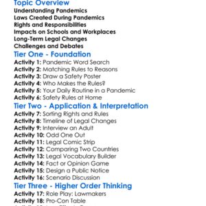 Legal Impacts Of Pandemics Worksheet Activity Booklet