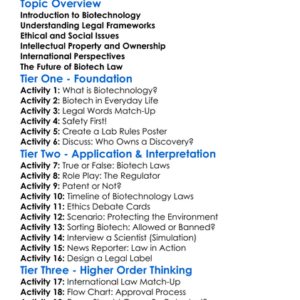 Legal Implications Of Biotechnology Worksheet Activity Booklet