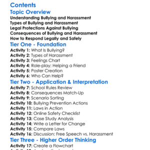 Legal Implications Of Bullying And Harassment Worksheet Activity Booklet