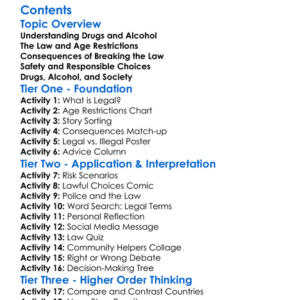 Legal Implications Of Drugs And Alcohol Worksheet Activity Booklet