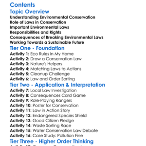 Legal Implications Of Environmental Conservation Worksheet Activity Booklet