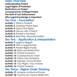 Legal Implications Of Protest Worksheet Activity Booklet