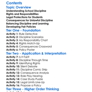 Legal Implications Of School Discipline Worksheet Activity Booklet