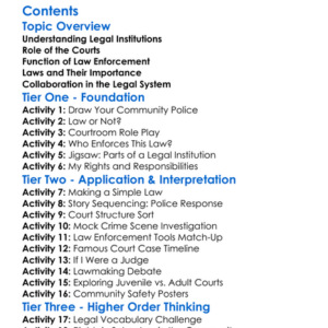 Legal Institutions Courts And Law Enforcement Worksheet Activity Booklet