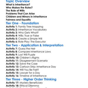 Legal Issues In Inheritance Worksheet Activity Booklet