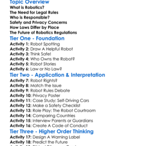 Legal Issues In Robotics Worksheet Activity Booklet