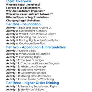 Legal Limitations On Government Worksheet Activity Booklet