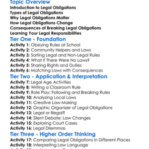 Legal Obligations Worksheet Activity Booklet