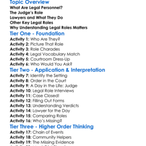 Legal Personnel And Roles Worksheet Activity Booklet