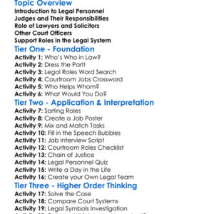 Legal Personnel And Their Roles Worksheet Activity Booklet
