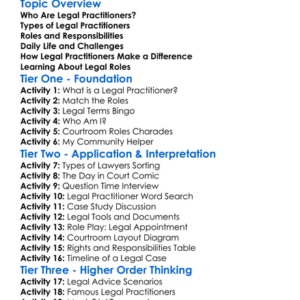 Legal Practitioners And Their Roles Worksheet Activity Booklet