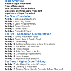 Legal Precedent Worksheet Activity Booklet