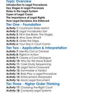 Legal Procedures And Processes Worksheet Activity Booklet