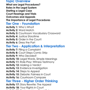 Legal Procedures Worksheet Activity Booklet