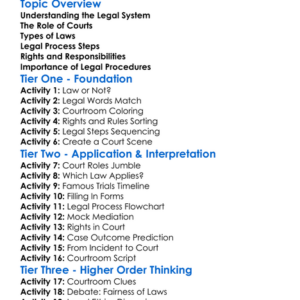 Legal Process And Procedures Worksheet Activity Booklet