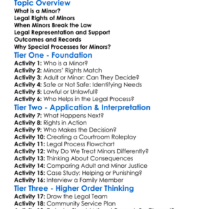 Legal Process For Minors Worksheet Activity Booklet