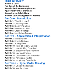 Legal Process Of Making A Law Worksheet Activity Booklet