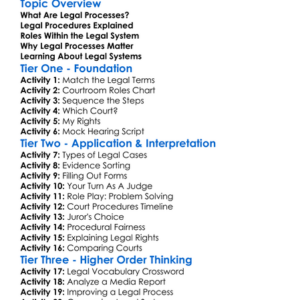 Legal Processes And Procedures Worksheet Activity Booklet