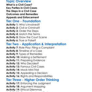 Legal Processes In Civil Cases Worksheet Activity Booklet