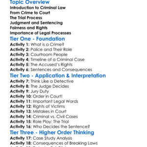 Legal Processes In Criminal Cases Worksheet Activity Booklet