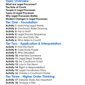 Legal Processes Worksheet Activity Booklet