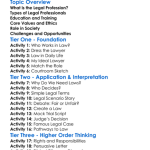 Legal Profession Worksheet Activity Booklet