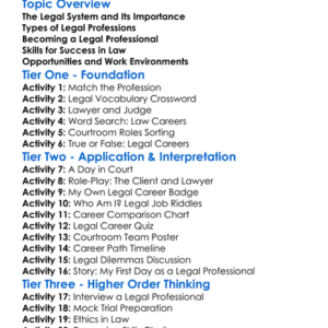 Legal Professions And Careers Worksheet Activity Booklet