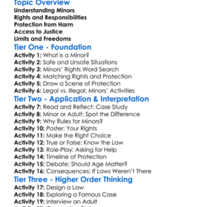 Legal Protection Of Minors Worksheet Activity Booklet