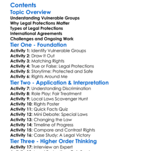 Legal Protections For Vulnerable Groups Worksheet Activity Booklet