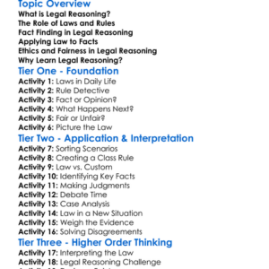 Legal Reasoning Worksheet Activity Booklet