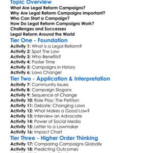 Legal Reform Campaigns Worksheet Activity Booklet