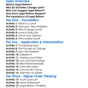 Legal Reform Worksheet Activity Booklet