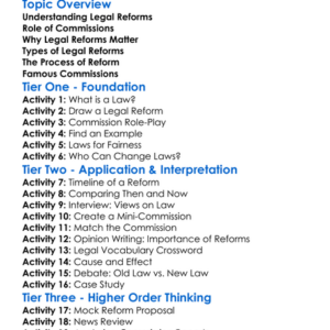 Legal Reforms And Commissions Worksheet Activity Booklet