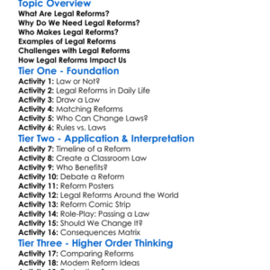 Legal Reforms Worksheet Activity Booklet