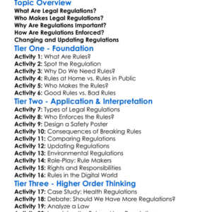 Legal Regulations Worksheet Activity Booklet