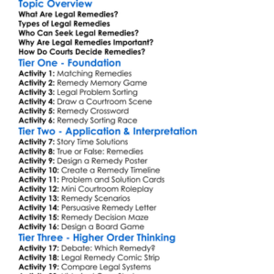 Legal Remedies Worksheet Activity Booklet