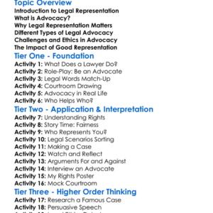 Legal Representation And Advocacy Worksheet Activity Booklet
