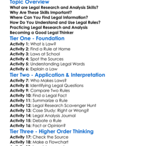 Legal Research And Analysis Skills Worksheet Activity Booklet