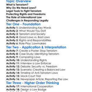 Legal Response To Terrorism Worksheet Activity Booklet