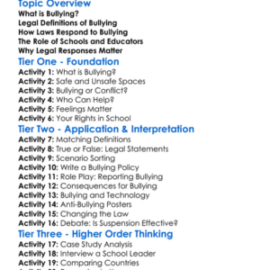 Legal Responses To Bullying Worksheet Activity Booklet