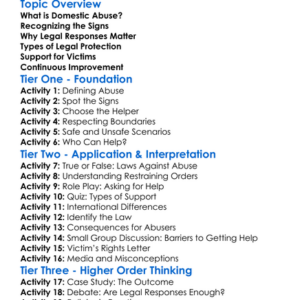 Legal Responses To Domestic Abuse Worksheet Activity Booklet