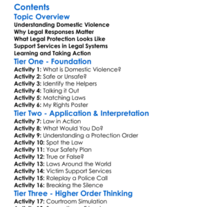 Legal Responses To Domestic Violence Worksheet Activity Booklet