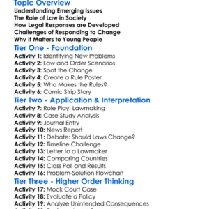 Legal Responses To Emerging Issues Worksheet Activity Booklet
