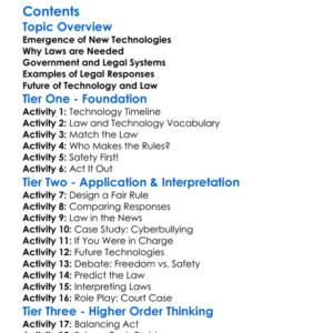 Legal Responses To New Technologies Worksheet Activity Booklet